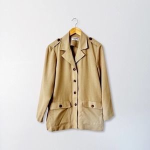 90s Alfred Dunner Tan Tortoise Button Shirt Jacket | Medium